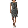 Amazon Essentials Women’s Cap Sleeve Boat-Neck Faux Wrap Pleated Matte Jersey Dress(Black  Ditsy Floral)