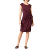 Amazon Essentials Women’s Cap Sleeve Boat-Neck Faux Wrap Pleated Matte Jersey Dress(Burgundy)