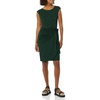 Amazon Essentials Women’s Cap Sleeve Boat-Neck Faux Wrap Pleated Matte Jersey Dress(Dark Green Animal)
