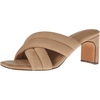 Amazon Essentials Women’s Crossover Block Heeled Sandal with Padded Straps and Memory Foam Insole(Beige Faux Microsuede)