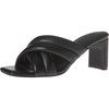 Amazon Essentials Women’s Crossover Block Heeled Sandal with Padded Straps and Memory Foam Insole(Black Faux Leather)