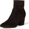 Amazon Essentials Women’s Fitted Stretch Ankle Heel Boots with Pointed Toe(Black Microsuede)