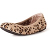 Amazon Essentials Women’s Knit Mesh Ballet Flat(Brown Leopard Print)