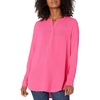 Amazon Essentials Women’s Long-Sleeve Relaxed Fit Popover Blouse, Collared Business Casual Work Shirt(Bright Pink)
