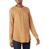 Amazon Essentials Women’s Long-Sleeve Relaxed Fit Popover Blouse, Collared Business Casual Work Shirt(Camel Black Dot Print)