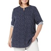 Amazon Essentials Women’s Long-Sleeve Relaxed Fit Popover Blouse, Collared Business Casual Work Shirt(Navy Blue Dot Print)