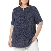 Amazon Essentials Women’s Long-Sleeve Relaxed Fit Popover Blouse, Collared Business Casual Work Shirt(Navy Dots)