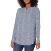Amazon Essentials Women’s Long-Sleeve Relaxed Fit Popover Blouse, Collared Business Casual Work Shirt(Navy White Petal)