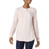 Amazon Essentials Women’s Long-Sleeve Relaxed Fit Popover Blouse, Collared Business Casual Work Shirt(Pink White Classic Stripe)