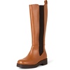 Amazon Essentials Women’s Tall Gusset Boot with Square Toe and Chunky Heel(Camel)