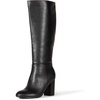 Amazon Essentials Women’s Tall Heel Boot with Memory Foam Insole, Interior Zipper(Black Faux Leather)