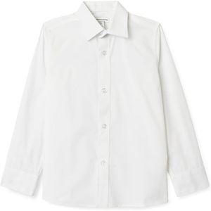 Amazon Essentials Boys’ Regular Fit Easy Iron Long Sleeve School Shirt(Bright White)