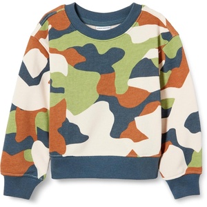 Amazon Essentials Boys and Toddlers’ French Terry Regular Fit Crew Neck Sweatshirt(Dark Navy Camo)