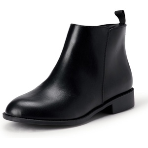 Amazon Essentials Girls’ Ankle Boots With Zipper(Black Faux Leather)