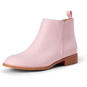 Amazon Essentials Girls’ Ankle Boots With Zipper(Pink Faux Suede)