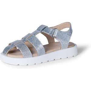 Amazon Essentials Girls’ Closed Toe Fisherman Sandals with Velcro Strap(Silver Glitter)