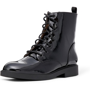 Amazon Essentials Girls’ Combat Boots With Zipper(Black Patent)
