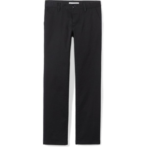 Amazon Essentials Girls and Toddlers’ Flat Front Uniform Chino Pant with Adjustable Stretch(Black)