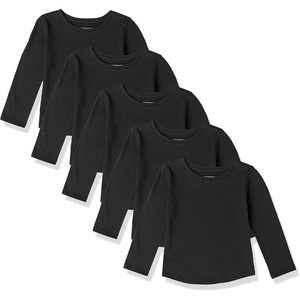 Amazon Essentials Girls and Toddlers’ Long-Sleeve Cotton T-Shirts, Multipacks(Black)