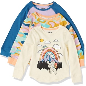 Amazon Essentials Girls and Toddlers’ Long-Sleeve Thermal T-Shirt Tops, Multipacks(Camo/Monster)