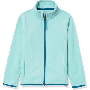Amazon Essentials Girls and Toddlers’ Polar Fleece Full-Zip Mock Jacket, Insulated Outerwear Coat(Aqua/Teal)