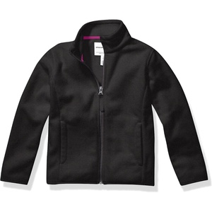 Amazon Essentials Girls and Toddlers’ Polar Fleece Full-Zip Mock Jacket, Insulated Outerwear Coat(Black)