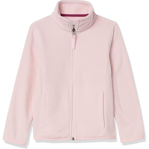 Amazon Essentials Girls and Toddlers’ Polar Fleece Full-Zip Mock Jacket, Insulated Outerwear Coat(Light Pink)