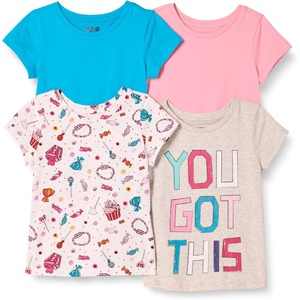 Amazon Essentials Girls and Toddlers’ Short Sleeve T-Shirt(Blue/Grey/Pink/Candy)
