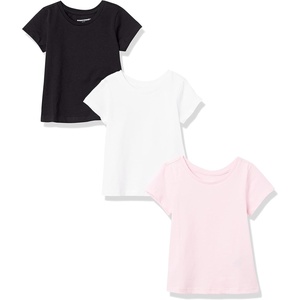 Amazon Essentials Girls and Toddlers’ Short Sleeve T-Shirt(White/Black/Pink)