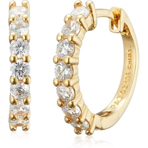 Amazon Essentials Sterling Silver Hinged Huggie Hoop Earrings(Yellow Gold)