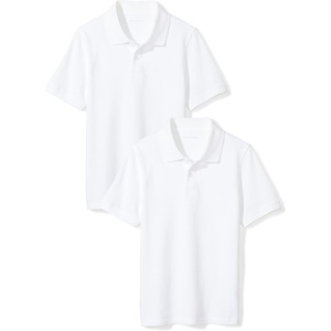 Amazon Essentials Toddler Boys’ School Uniform Short-Sleeve Pique Polo Shirts, Breathable Cotton, Button Closure, Multipacks(Bright White/Bright White)