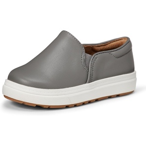 Amazon Essentials Unisex Kids and Toddlers’ Canvas Slip-on Sneakers(Grey Faux Leather)