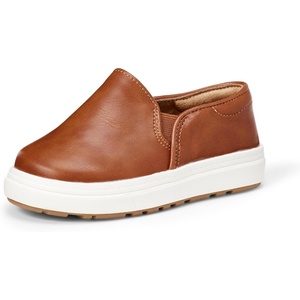Amazon Essentials Unisex Kids and Toddlers’ Canvas Slip-on Sneakers(Tan Faux Leather)