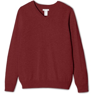 Amazon Essentials Unisex Kids and Toddlers’ Uniform Cotton V-Neck Pullover Knit Sweater(Burgundy)