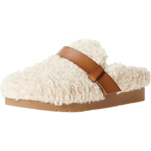 Amazon Essentials Women’s Backless Shearling Memory Foam Mule Slides, Non-Slip(Ivory Tan Shearling)