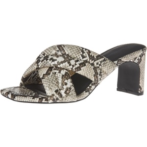 Amazon Essentials Women’s Crossover Block Heeled Sandal with Padded Straps and Memory Foam Insole(Multi Faux Snake Skin)