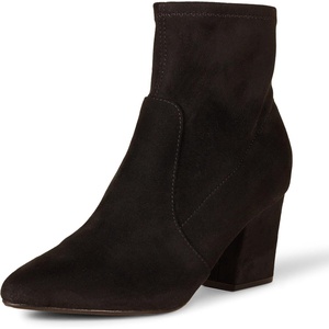 Amazon Essentials Women’s Fitted Stretch Ankle Heel Boots with Pointed Toe(Black Microsuede)