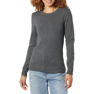 Amazon Essentials Women’s Lightweight Soft Crewneck Sweater, 100% Cotton, Plus Size Available(Charcoal Heather)