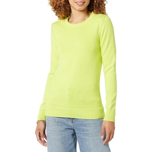 Amazon Essentials Women’s Lightweight Soft Crewneck Sweater, 100% Cotton, Plus Size Available(Lime Green)