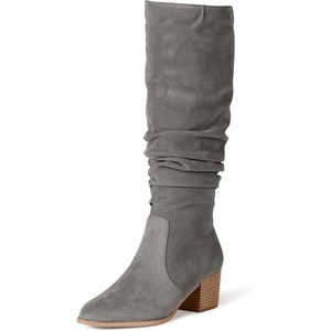 Amazon Essentials womens Tall Block Heel Boots(Grey)