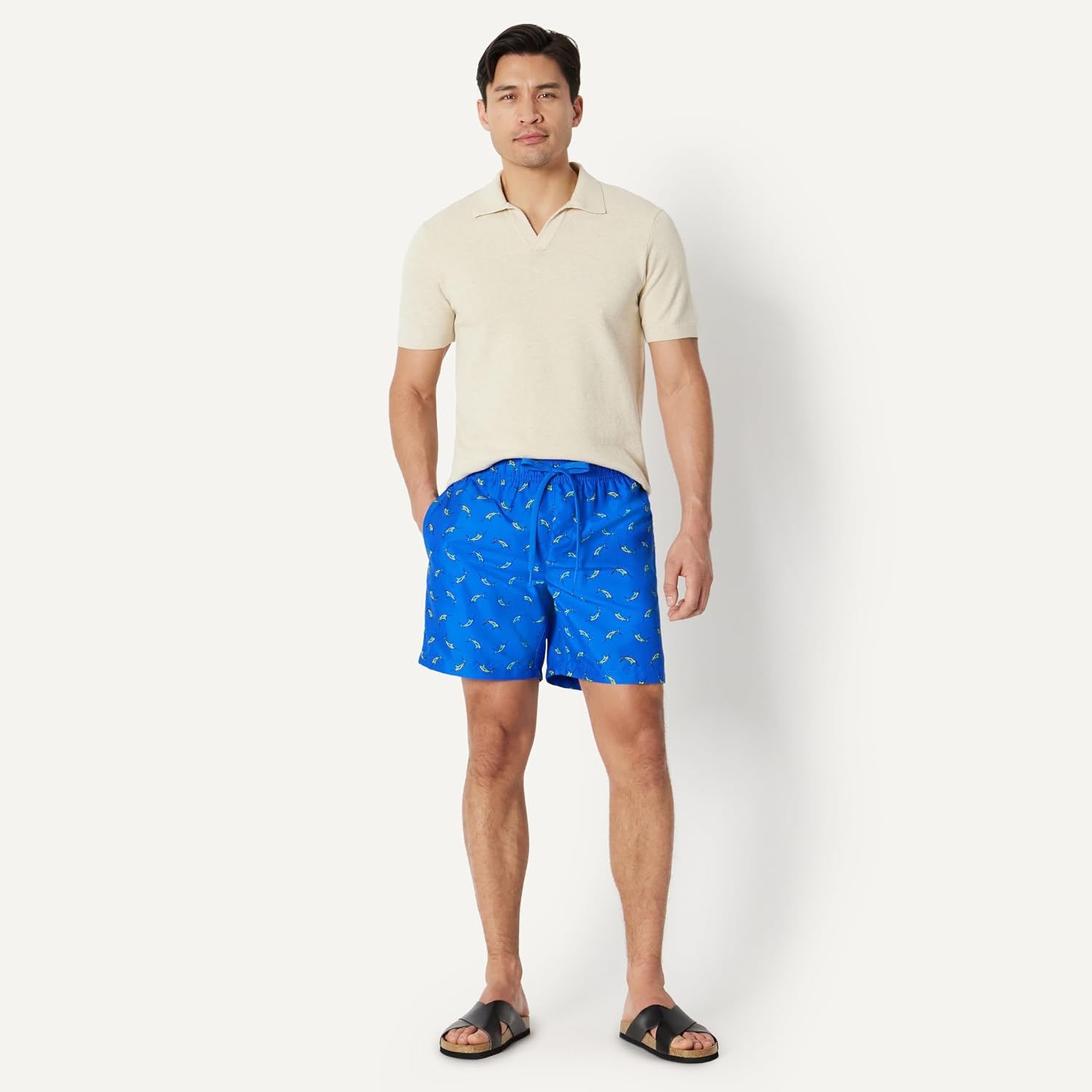 image:imageAmazon Essentials Mens 7 QuickDry Swim Trunk Lightweight BreathableBright Blue Swordfish