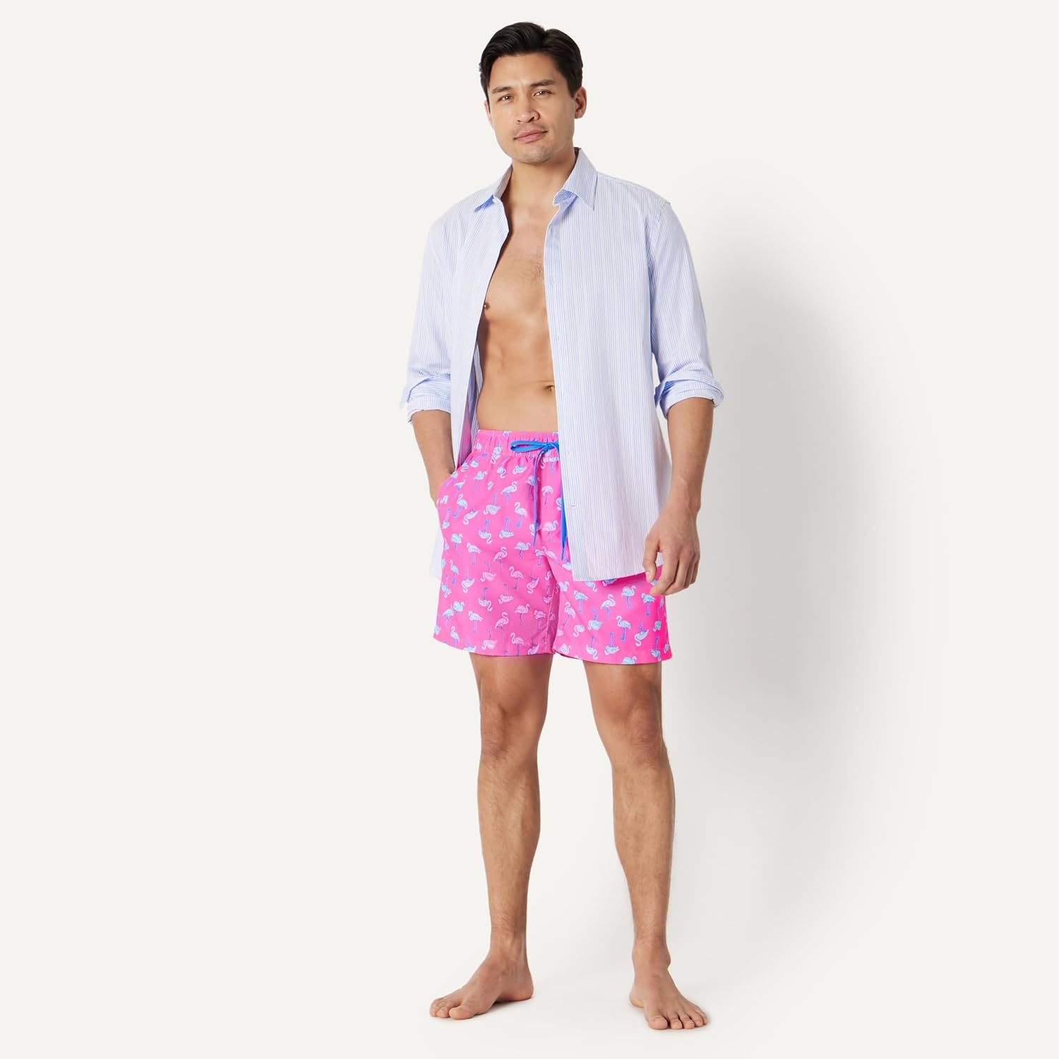 image:imageAmazon Essentials Mens 7 QuickDry Swim Trunk Lightweight BreathableBright Pink Flamingo