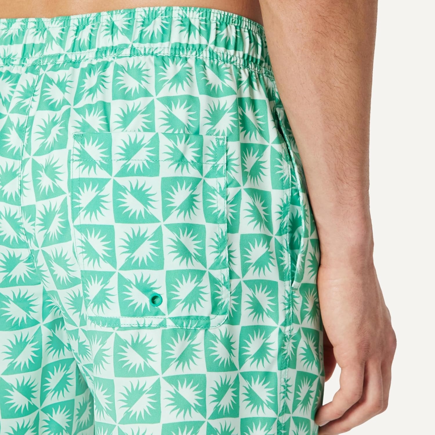 image:imageAmazon Essentials Mens 7 QuickDry Swim Trunk Lightweight BreathableLight Blue Mint Green Sun Geo