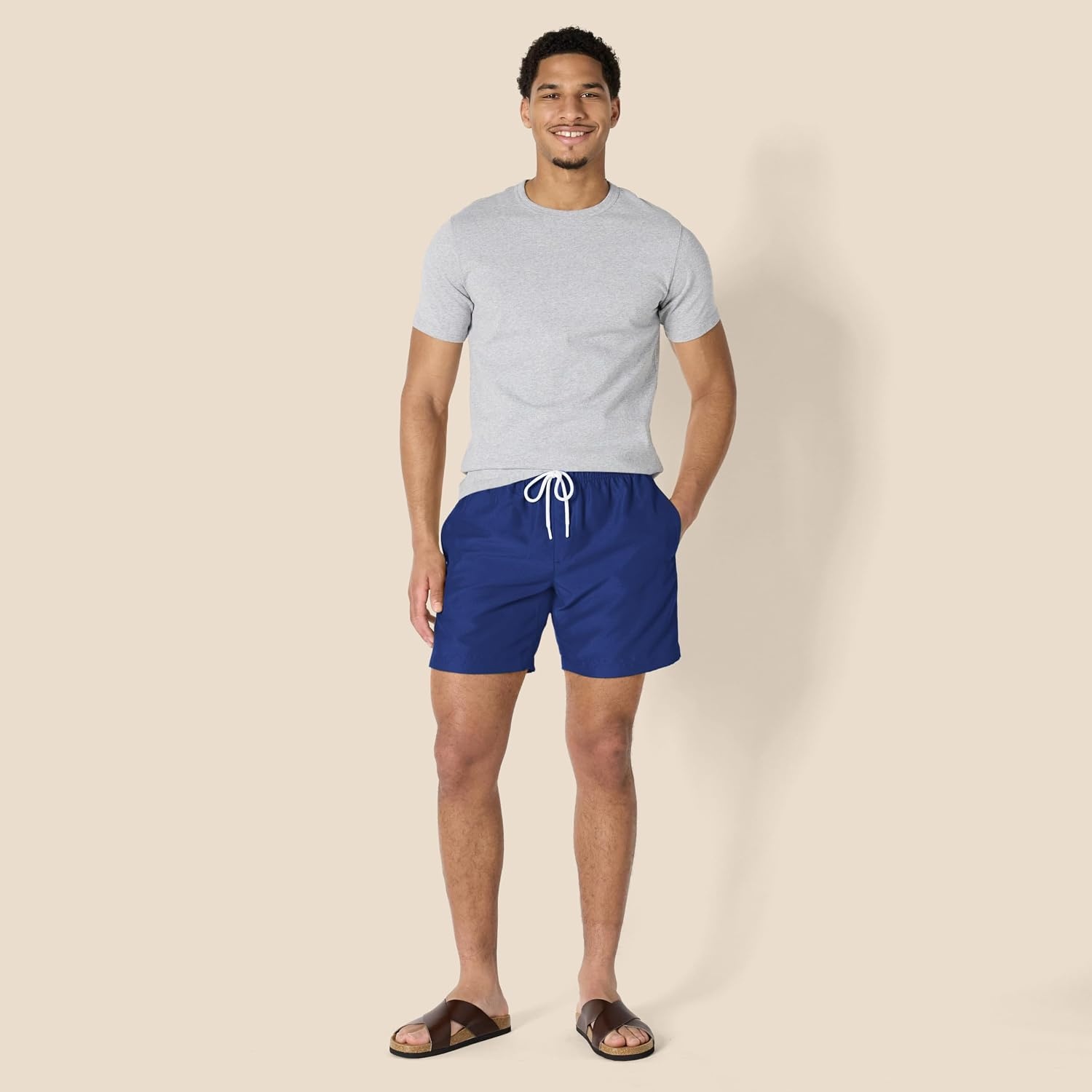 image:imageAmazon Essentials Mens 7 QuickDry Swim Trunk Lightweight BreathableNavy