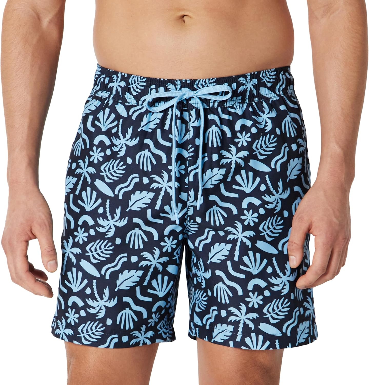 image:imageAmazon Essentials Mens 7 QuickDry Swim Trunk Lightweight BreathableNavy Tropical