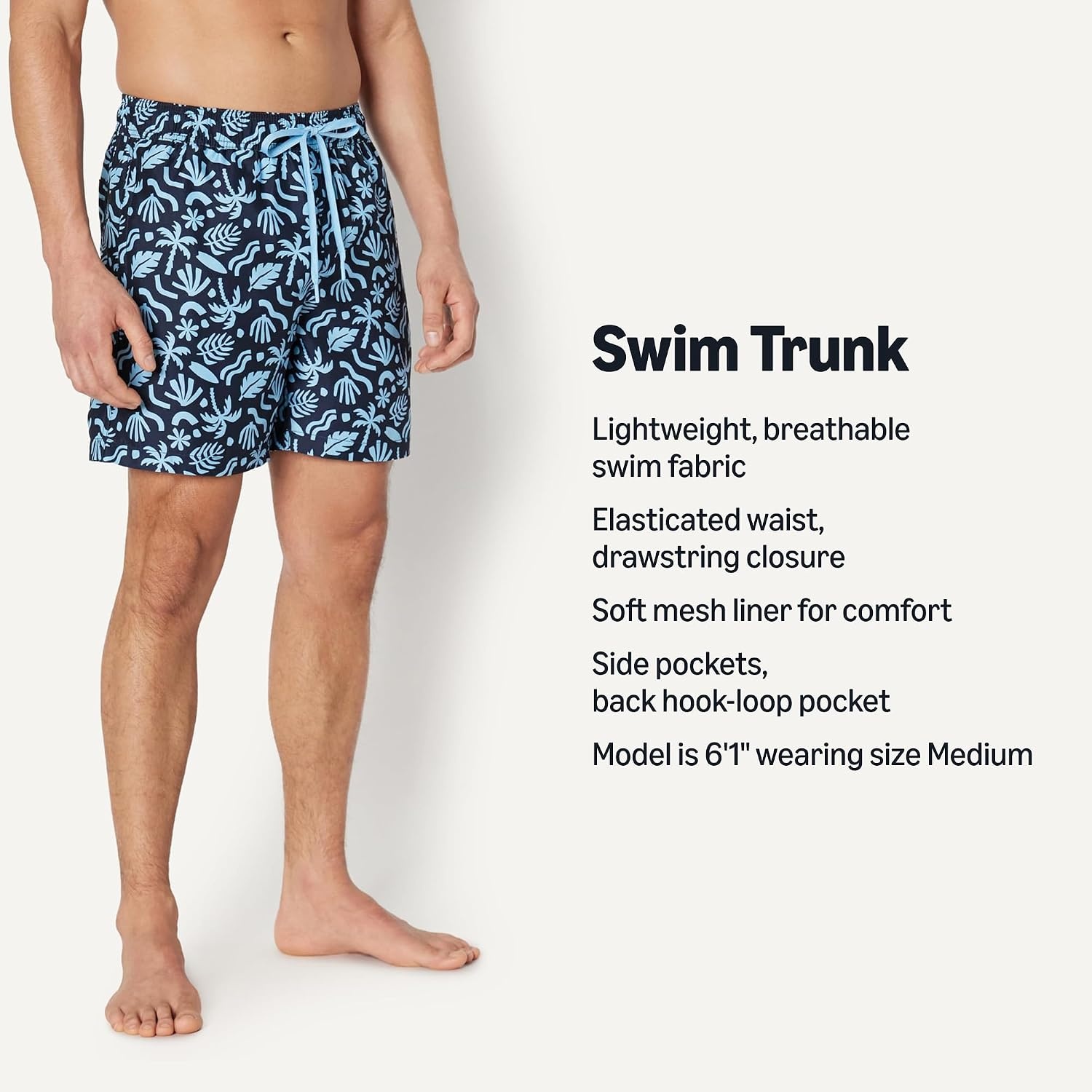 image:imageAmazon Essentials Mens 7 QuickDry Swim Trunk Lightweight BreathableNavy Tropical