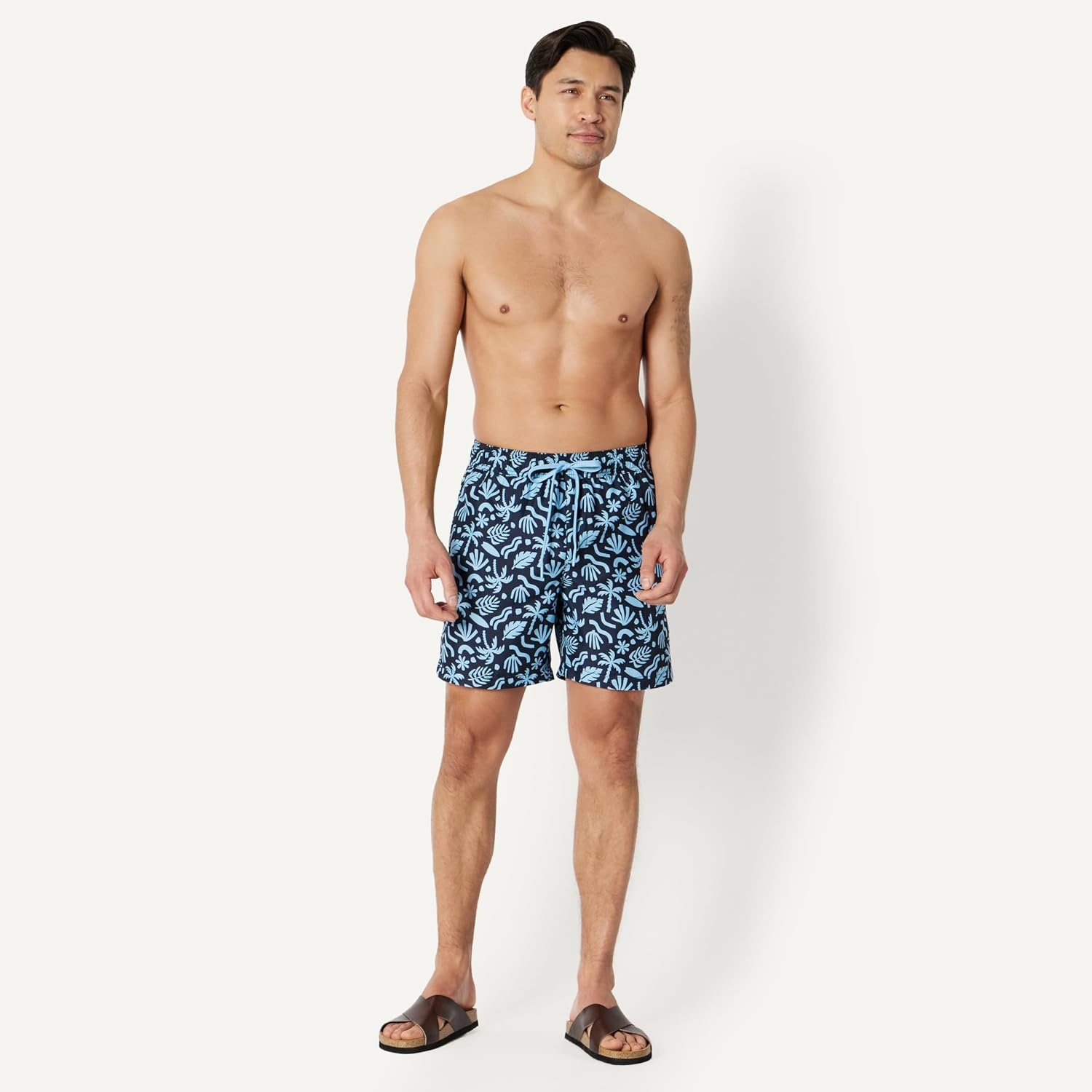 image:imageAmazon Essentials Mens 7 QuickDry Swim Trunk Lightweight BreathableNavy Tropical