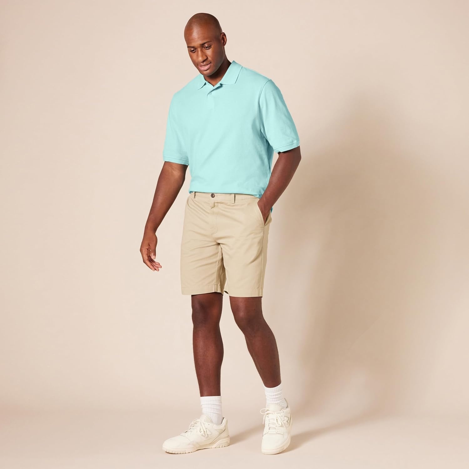 image:imageAmazon Essentials Mens RegularFit Cotton Pique Polo Shirt Short Sleeve Available in Big amp TallAqua