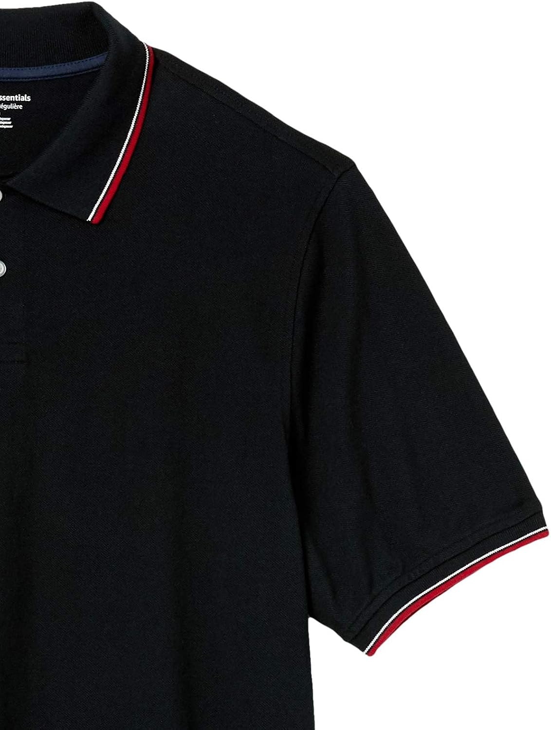 image:imageAmazon Essentials Mens RegularFit Cotton Pique Polo Shirt Short Sleeve Available in Big amp TallBlack Red White Thin Stripe