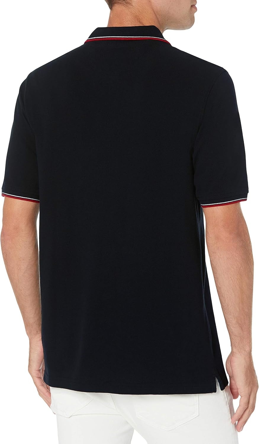 image:imageAmazon Essentials Mens RegularFit Cotton Pique Polo Shirt Short Sleeve Available in Big amp TallBlackWhite and Red Tipped